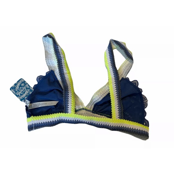 Free People Colorblock Lace Mika Bralette Bra Blue Jean Baby Combo Size S - Picture 3 of 6